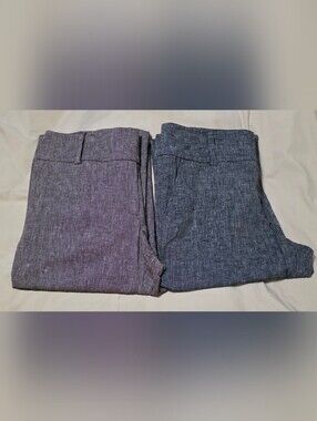 AB Studio Linen Blend Pants Set Of 2 Brown Dark Gray Straight LegWomen's Sz 12